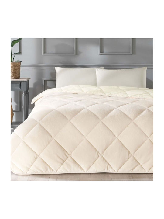 Tac Set Pilotă Dublu cu Umplutură Microfiber 215x195cm Teddy Teddy Cream 3buc