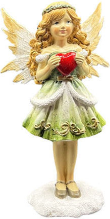 Fairy Бяла Коледна Рокля Сърце Смола 14 См