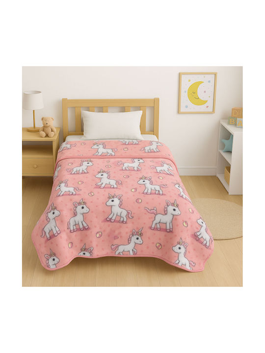 Astron Italy Κουβέρτα Βελουτέ Baby Unicorn Ροζ ...