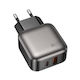Lamtech Charger Without Cable with USB-A Port and USB-C Port 20W Power Delivery / Quick Charge 3.0 Gray (LAM980459)