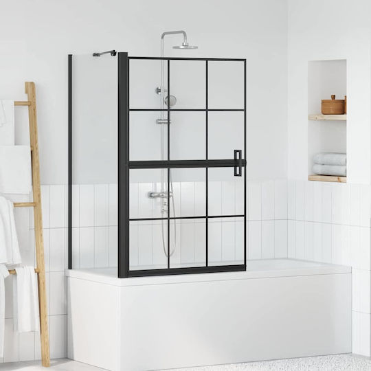 vidaXL Duschkabine Badewanne mit Zusammenklappbarer Tür 80x68x129.5cm Klarglas Schwarz