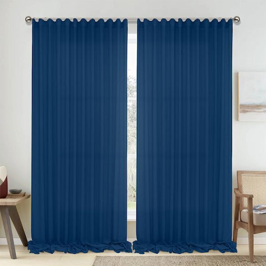 Lino Home Κουρτίνα με Τρέσα 1010 Μπλε 295x300εκ.