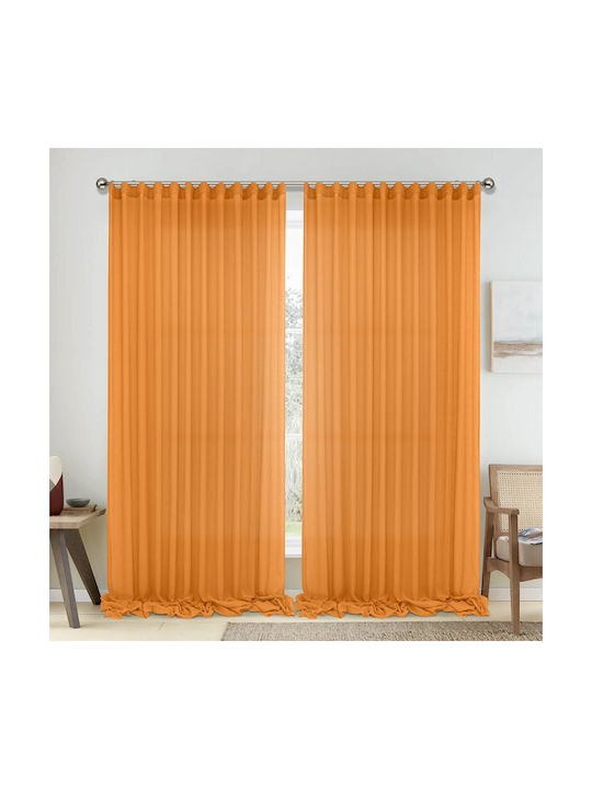 Lino Home Curtain with Pencil Pleat 1010 Orange...