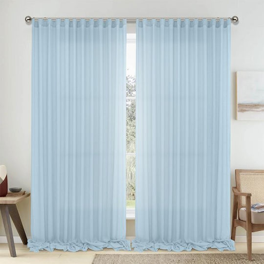 Lino Home Κουρτίνα με Τρέσα 1010 Γαλάζια 295x300εκ.