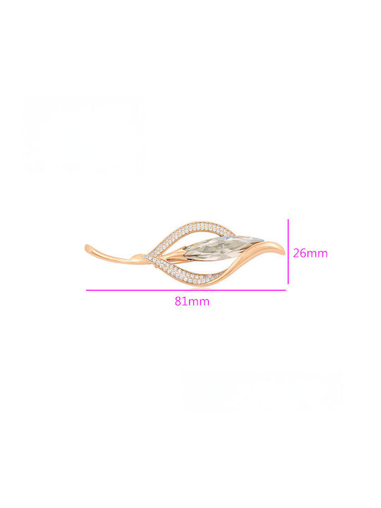 Chrysothemiss Γυναικεία Καρφίτσα Crystal Leaf Διάφανο Κρύσταλλο & Ζιργκόν