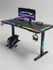 Gaming Office Glass Black with Metal Legs & LED 120x60x74cm