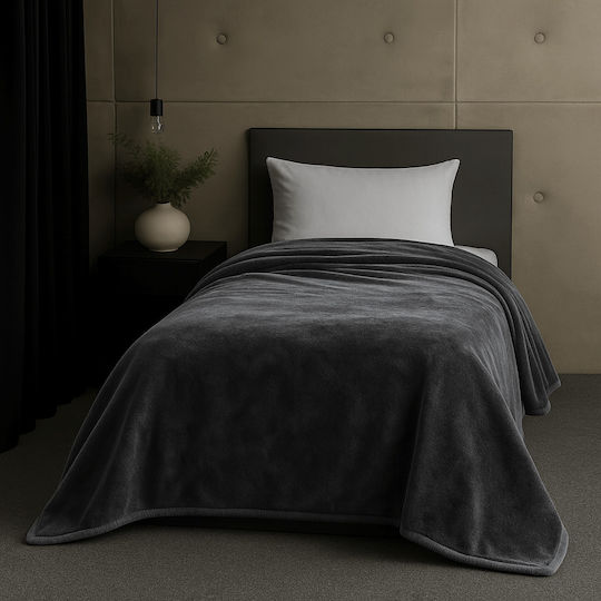 Astron Italy Κουβέρτα Βελουτέ Γκρι 220x150εκ.