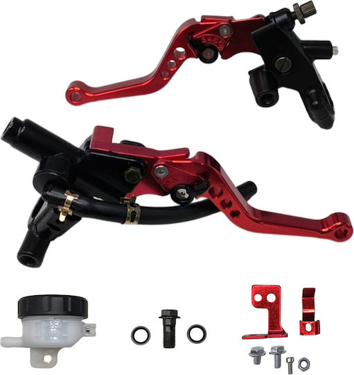 Mht Racing Set Brems-/Kupplungshebel für Motorräder Einstellbar Rot MS1001074