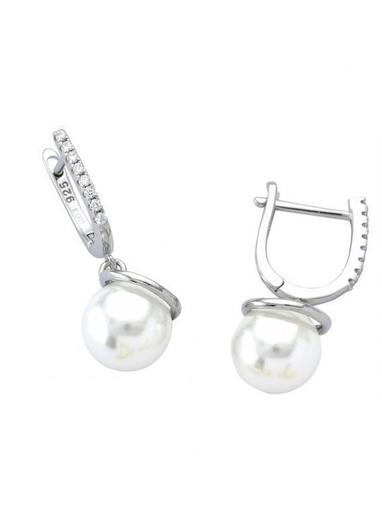 Paraxenies Earrings Hoops made of Silver Gold Plated with Stones & Pearls
