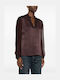 Women's Blouse with Lace & Sheerness Brown