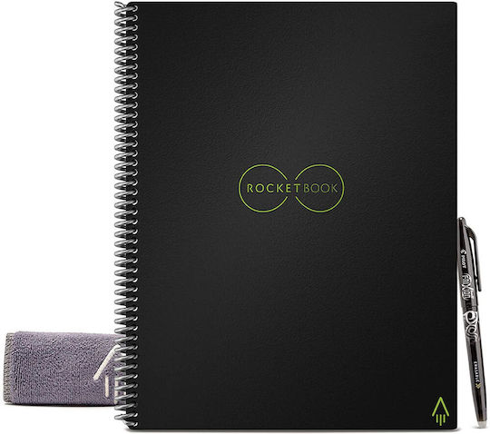 Rocketbook Σημειωματάριο Α4 18 Φύλλων με Λευκές Σελίδες με Στυλοθήκη Μαύρο