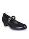 Leder Pumps mit Riemchen & flacher Absatz Schwarz