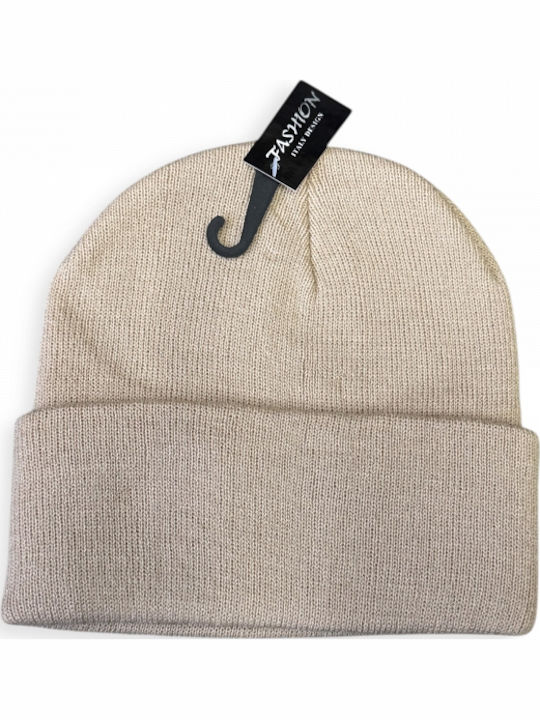 Beanie Unisex Σκούφος Πλεκτός σε Μπεζ χρώμα