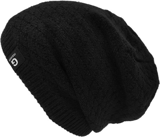 Beanie Unisex Σκούφος Πλεκτός σε Μαύρο χρώμα