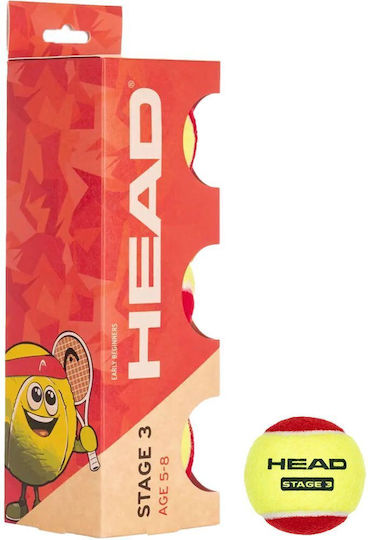 Παιδικα Μπαλακια Tennis Head Head Stage 3 Red 3 Τμχ
