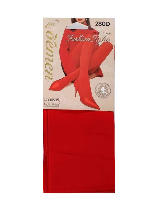 Demen Women's Pantyhose Opaque Red