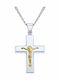 VTJ Men's Cross with the Crucified from Gold Plated Silver with Chain