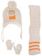 Kids Beanie Set with Scarf & Gloves Knitted Beige