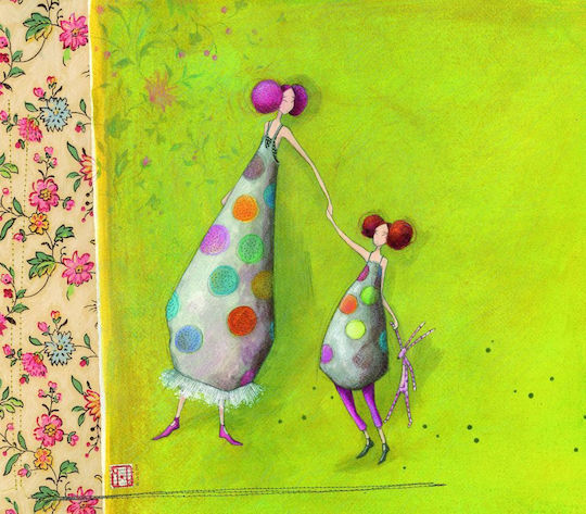 Greeting Card Double 10.5x21 Woman Mom Daughter Pictura