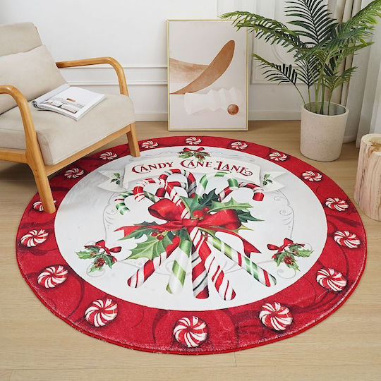 Χριστουγεννιάτικο Χαλί “ζαχαρωτά" Imitation Cashmere 100x100cm Ry04-100