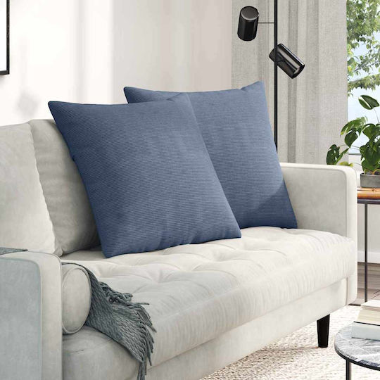 vidaXL Μαξιλάρι Καναπέ από Βελούδο Μπλε 60x60εκ.