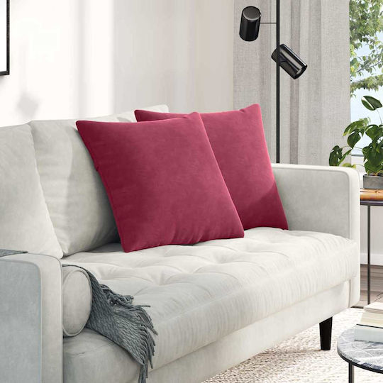 vidaXL Μαξιλάρι Καναπέ από Βελούδο Κόκκινο 50x50εκ.