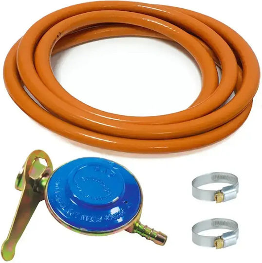 Kit Complet Supapă Butelie Gaz Grătar 2 M Furtun Gaz Portocaliu 2 Cleme Cobi Smart
