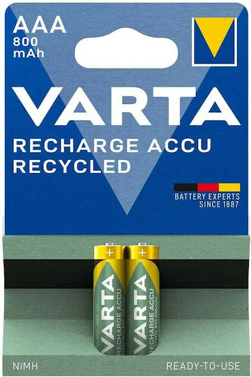 Varta Recharge Accu Recycled Baterii Reîncărcabile AAA Ni-MH 800mAh 1.2V 2buc