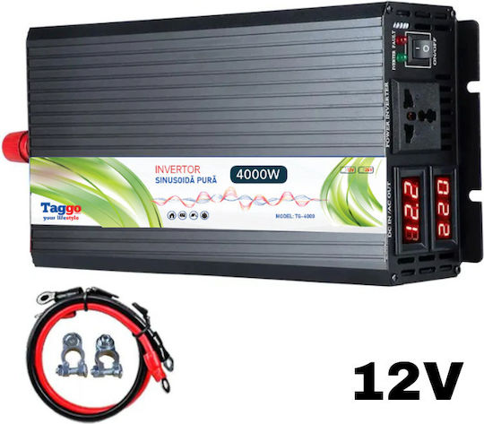 Taggo Invertor Auto Unda sinusoidală pură 4000W pentru Convertirea 12V DC în 220V AC
