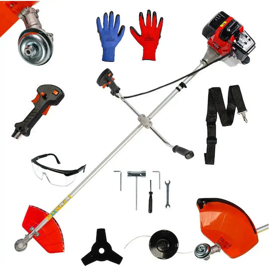 Motocoasă Pe Benzenă În Doi Timpi Neagră și Roșie 3.8 Kw 52 Cm³ 9000 Rpm Consum 0.6 Litri Pe Oră Pachet Complet Cobi Smart