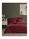 Homeline Σετ Παπλωματοθήκη Βαμβακερή 230x250cm Υπέρδιπλη με 2 Μαξιλαροθήκες 3218 Μπορντώ