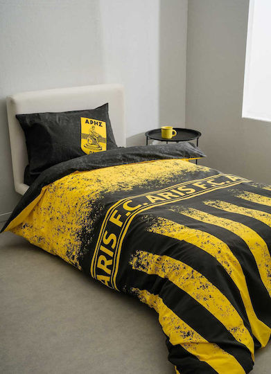 Vesta Home Duvet Cover Set Aris 170x240cm Single With Yellow Pillowcase