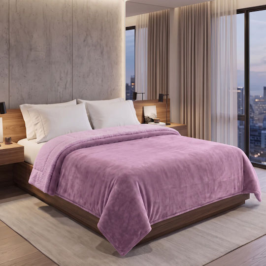Sherpa Κουβέρτα Sherpa Υπέρδιπλη 220x240εκ. Light Purple