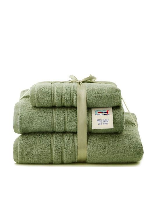 Marwa Bath Towel Set 3pcs Green Weight 550gr/m²