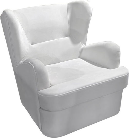 Regalo Velvet Armchair White 75x88x85cm