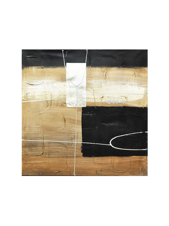 Gemälde Segeltuch Beige-Schwarz 60x60cm Sinialo 39-34-tl10297a