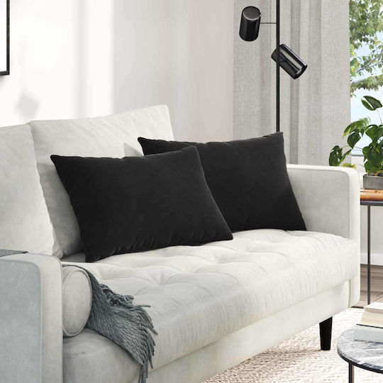 vidaXL Μαξιλάρι Καναπέ από Βελούδο Μαύρο 40x60εκ.