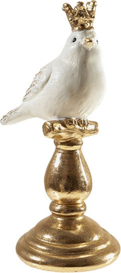 Polyester White Gold Crown Bird Base 10.5x7.5x18cm
