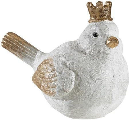 Polyester Vogel Weiß Gold 15x9x10cm