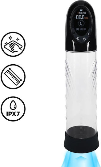 Black Automatic Penis Pump Digital Meter & Interchangeable Accessories Shots Pumped Cyberpulse Automatic Waterproof Penis Pump Black 31.5cm
