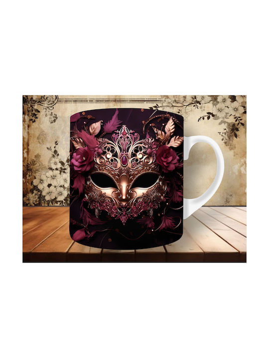 Weiße Keramik Tasse 330ml Vintage Dp5108