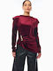 Women's Blouse Velvet Burgundy