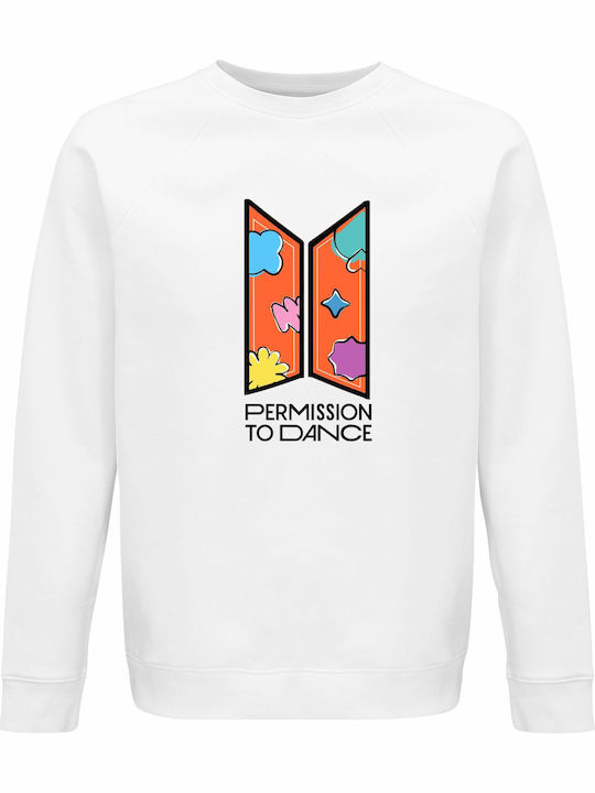 Sweatshirt Unisex Organic " Bts Permission To Dance Multicolor Kpop " White