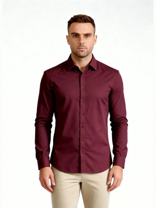 Long-sleeved Cotton Shirt Burgundy