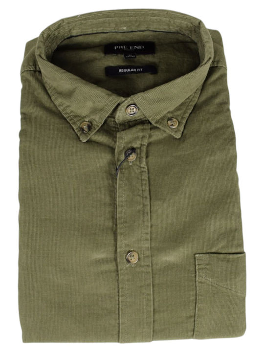 Long-sleeved Corduroy Shirt Green