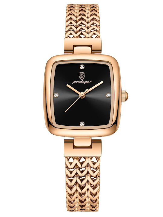 Poedagar Ceas de Damă cu Rose Gold Brățară Metalică
