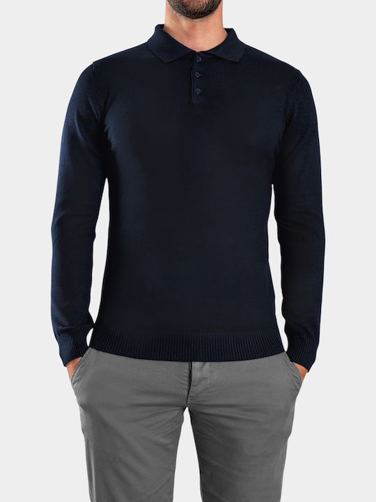 3Guys 3Guys Long Sleeve Polo Blue Navy Men's Bl...