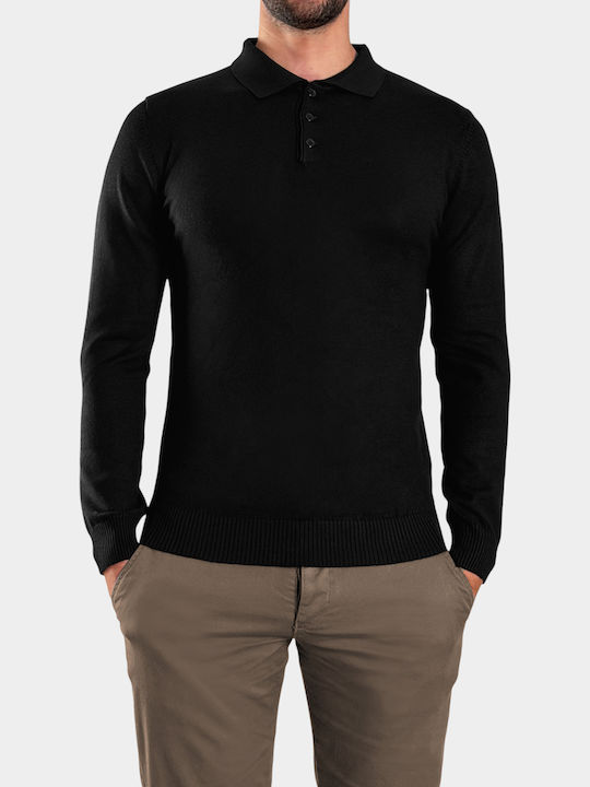 3Guys Polo Long Sleeve Black Blouse