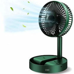 Siks Ventilator De Birou Portabil 3 Viteze Reglabil Pliabil Reglabil Pe Înălțime Suport Telefon Reglabil 180 Grade Încărcare USB Motor Fără Perii Silențios Pentru Acasă Camping Baterie 4500 Mah Verde