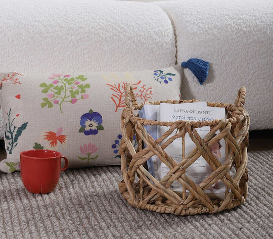 Nef-Nef Homeware Διακοσμητικό Καλάθι Ψάθινο Εκρού 18εκ.